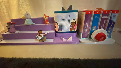 etagere double avec support toniebox et  support pour jeux tonieplay