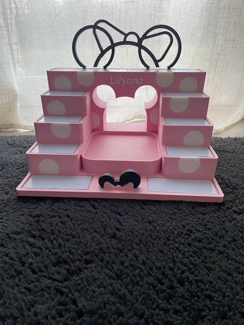 Étagère style Minnie compatible Tonies Rose et blanc