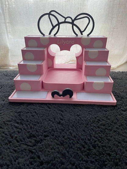 Étagère style Minnie compatible Tonies Rose et blanc